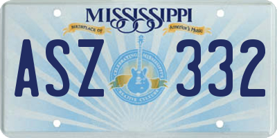 MS license plate ASZ332