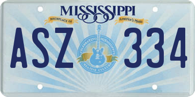 MS license plate ASZ334