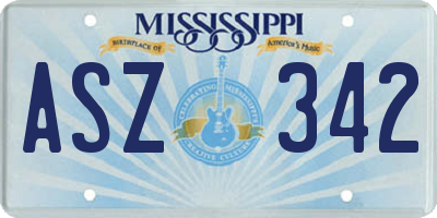 MS license plate ASZ342