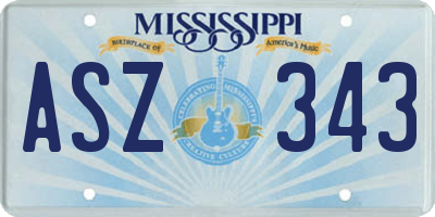 MS license plate ASZ343