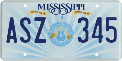 MS license plate ASZ345