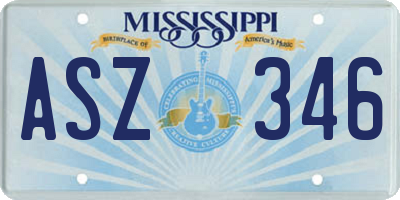 MS license plate ASZ346