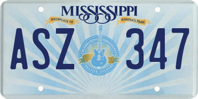 MS license plate ASZ347