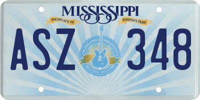 MS license plate ASZ348