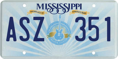 MS license plate ASZ351