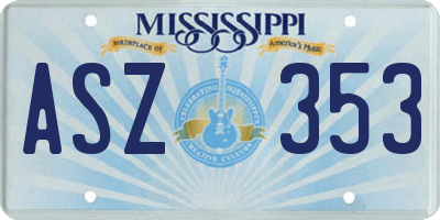 MS license plate ASZ353