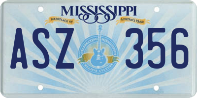MS license plate ASZ356