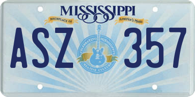 MS license plate ASZ357