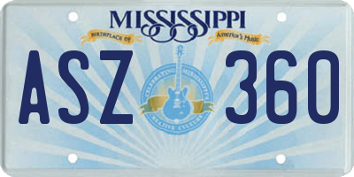 MS license plate ASZ360