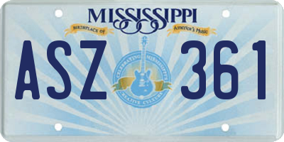 MS license plate ASZ361