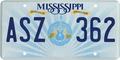 MS license plate ASZ362