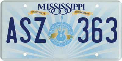 MS license plate ASZ363
