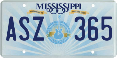 MS license plate ASZ365