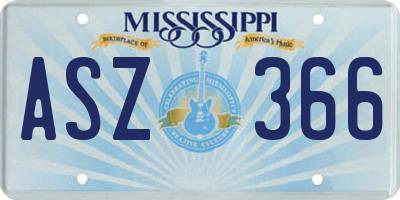 MS license plate ASZ366