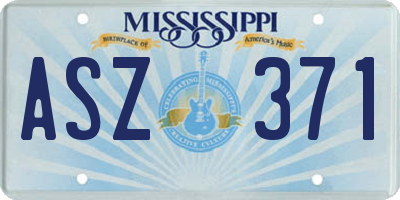MS license plate ASZ371