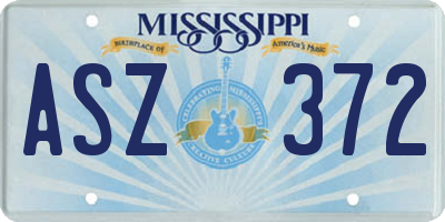 MS license plate ASZ372