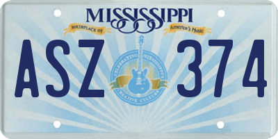 MS license plate ASZ374
