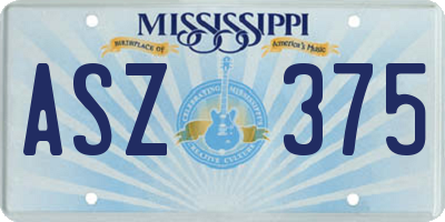 MS license plate ASZ375