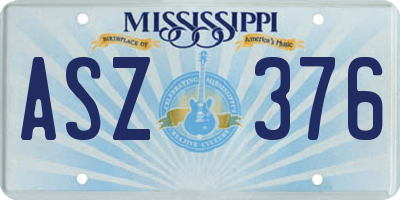 MS license plate ASZ376