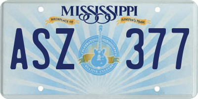 MS license plate ASZ377