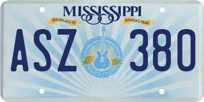 MS license plate ASZ380