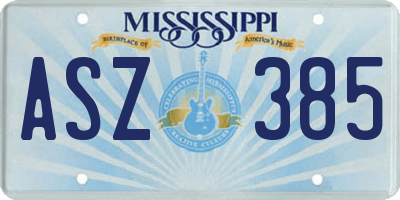 MS license plate ASZ385