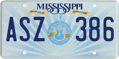MS license plate ASZ386