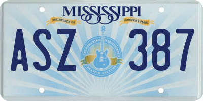 MS license plate ASZ387