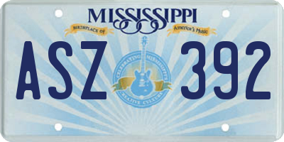 MS license plate ASZ392