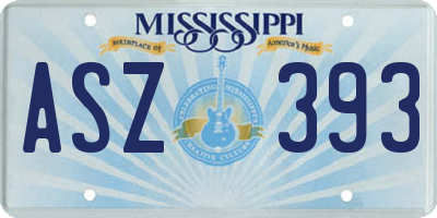 MS license plate ASZ393