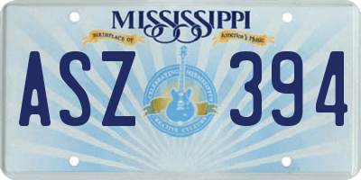 MS license plate ASZ394