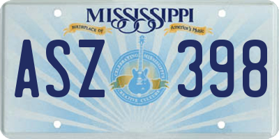MS license plate ASZ398