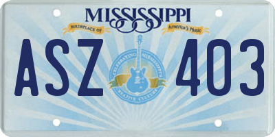 MS license plate ASZ403