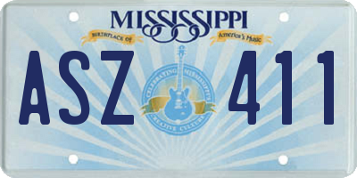 MS license plate ASZ411