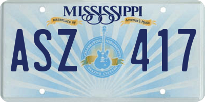 MS license plate ASZ417