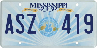 MS license plate ASZ419