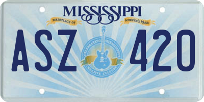 MS license plate ASZ420