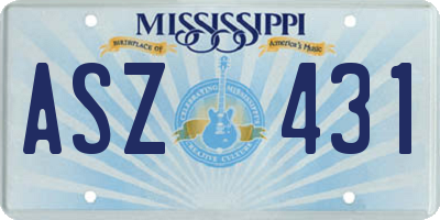 MS license plate ASZ431