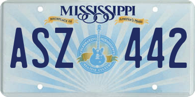 MS license plate ASZ442