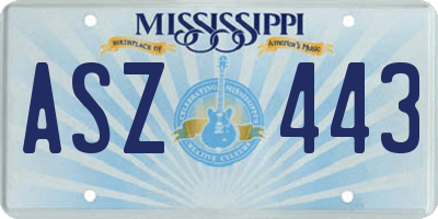 MS license plate ASZ443