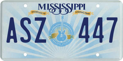 MS license plate ASZ447