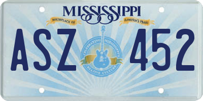 MS license plate ASZ452