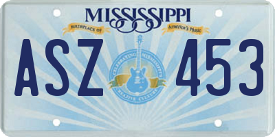 MS license plate ASZ453
