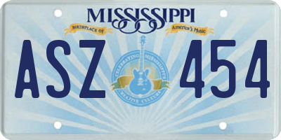 MS license plate ASZ454