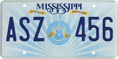 MS license plate ASZ456