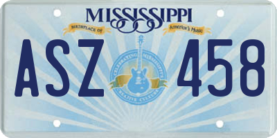 MS license plate ASZ458