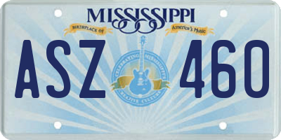 MS license plate ASZ460