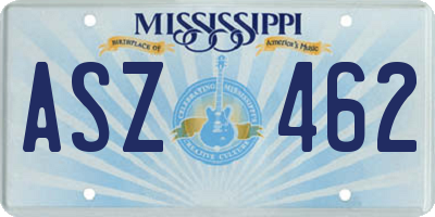 MS license plate ASZ462