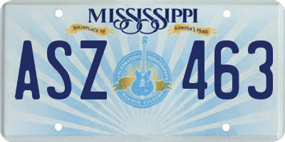 MS license plate ASZ463