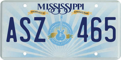 MS license plate ASZ465
